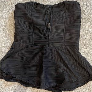 Revers Black Mesh Peplum strapless top
